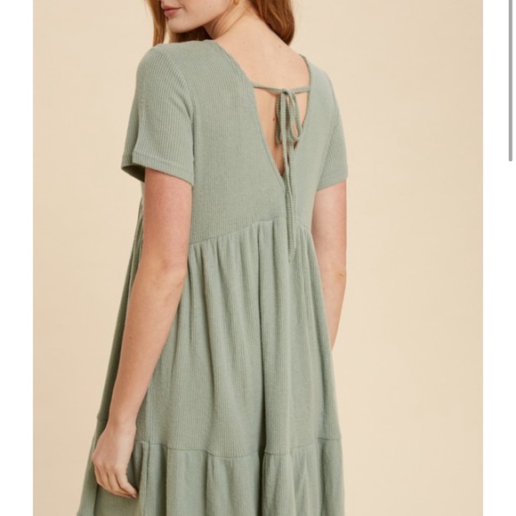 Anna Green Ribbed Babydoll Dress Short Sleeve - Picture 8 of 8